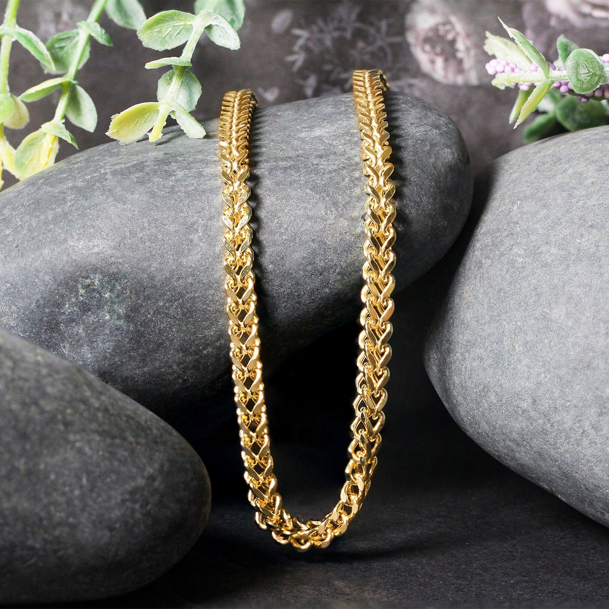 14K Yellow Gold Square Franco Chain