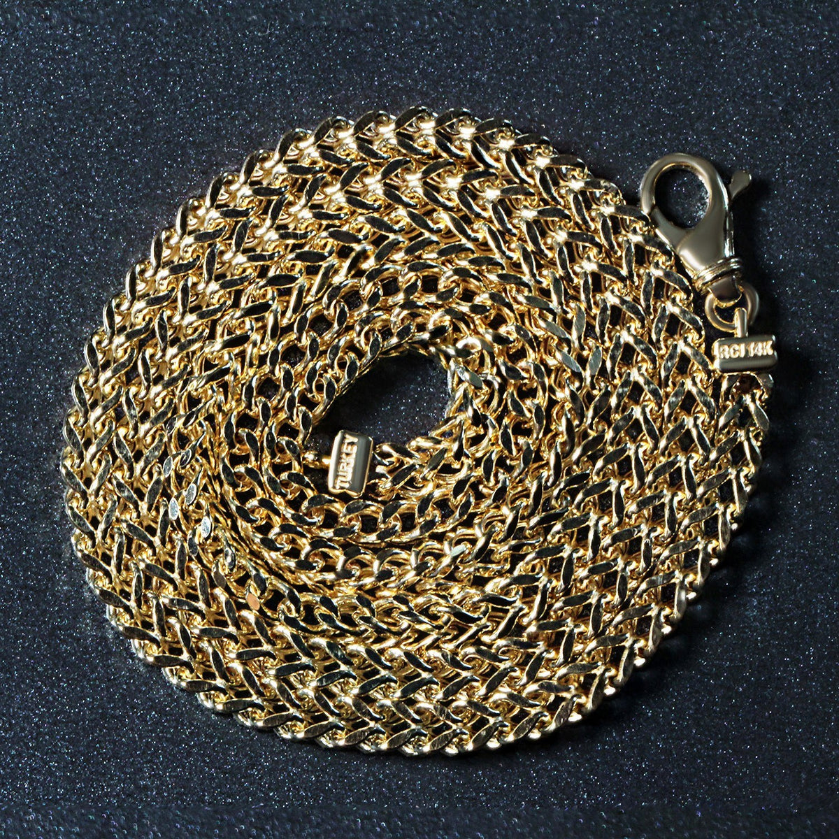 14K Yellow Gold Square Franco Chain