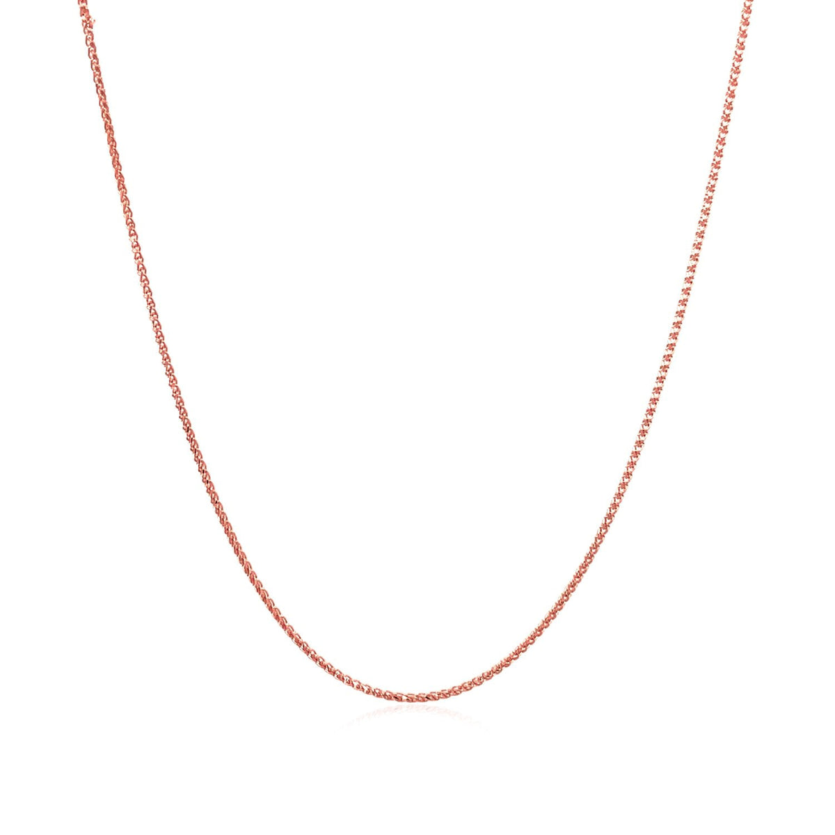 14k Rose Gold Diamond Cut Round Wheat Chain