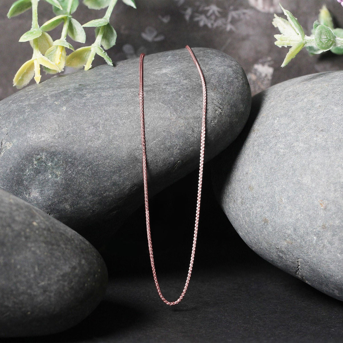 14k Rose Gold Diamond Cut Round Wheat Chain