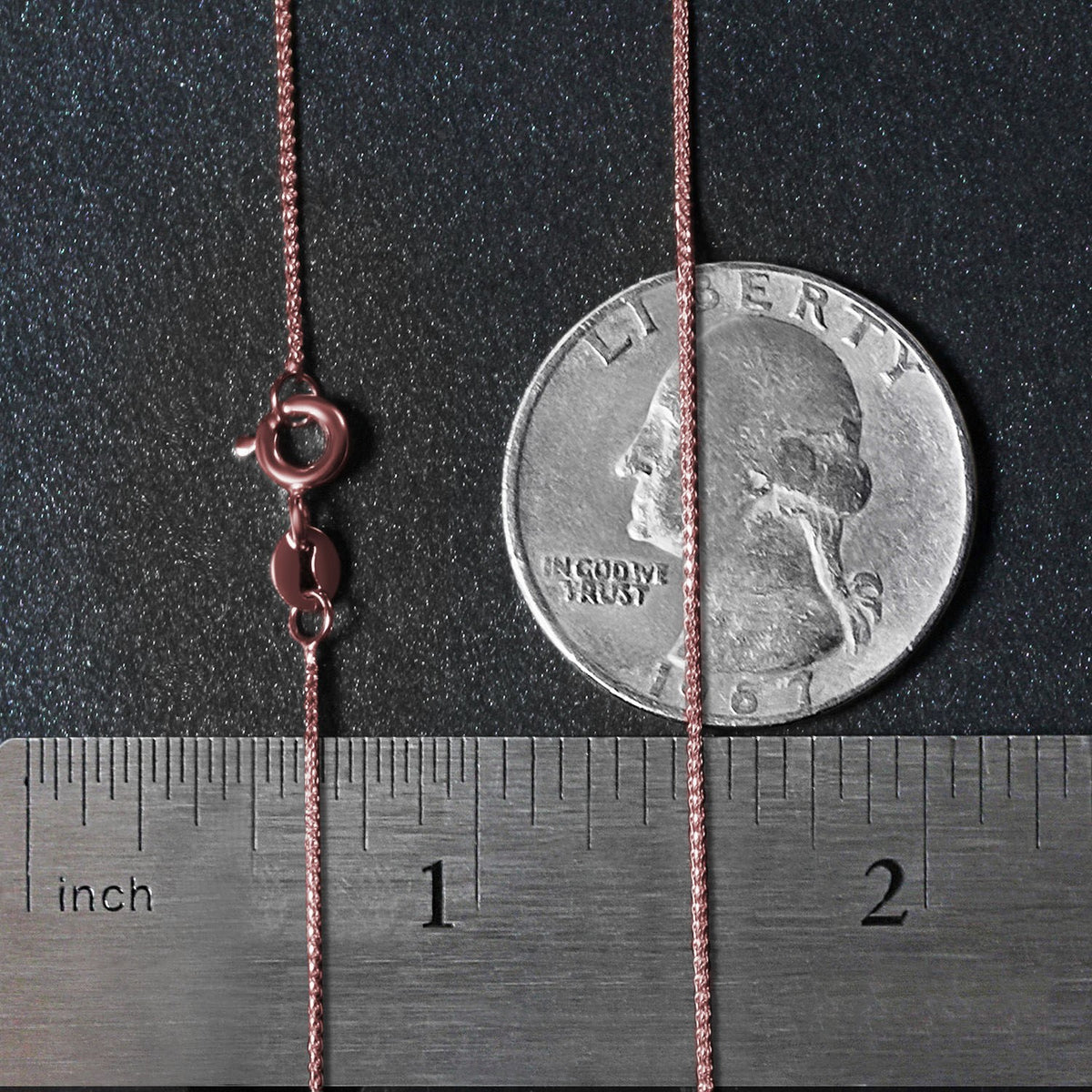 14k Rose Gold Diamond Cut Round Wheat Chain