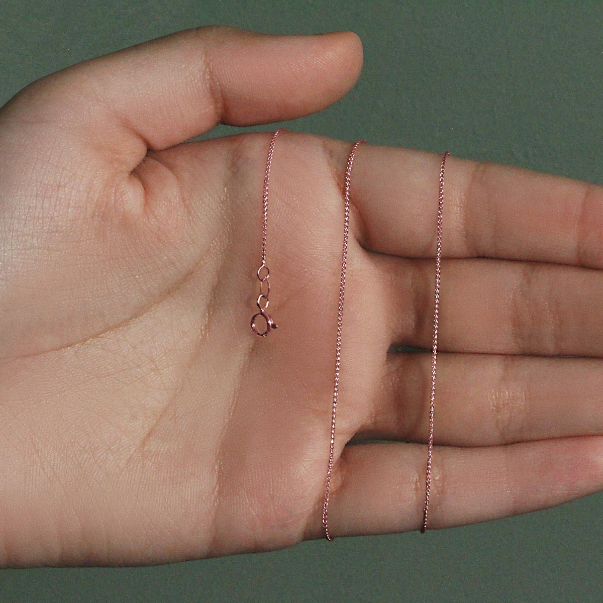 14k Rose Gold Diamond Cut Round Wheat Chain