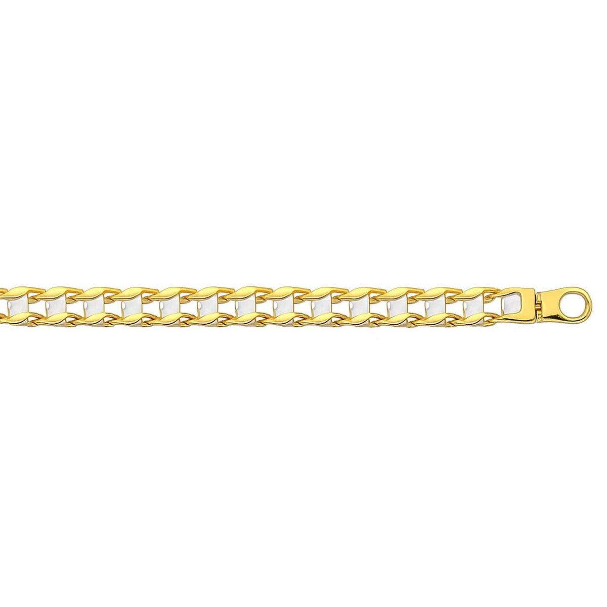 14k Two-Tone Gold Mens Bracelet with S Style Bar Links (7.85 mm)