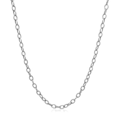 14k Yellow Gold Pendant Chain with Textured Links