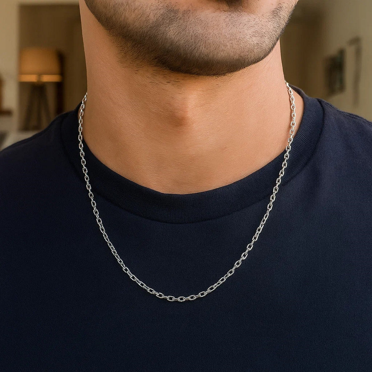 14k Yellow Gold Pendant Chain with Textured Links