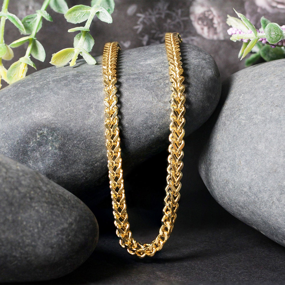 14K Yellow Gold Square Franco Chain