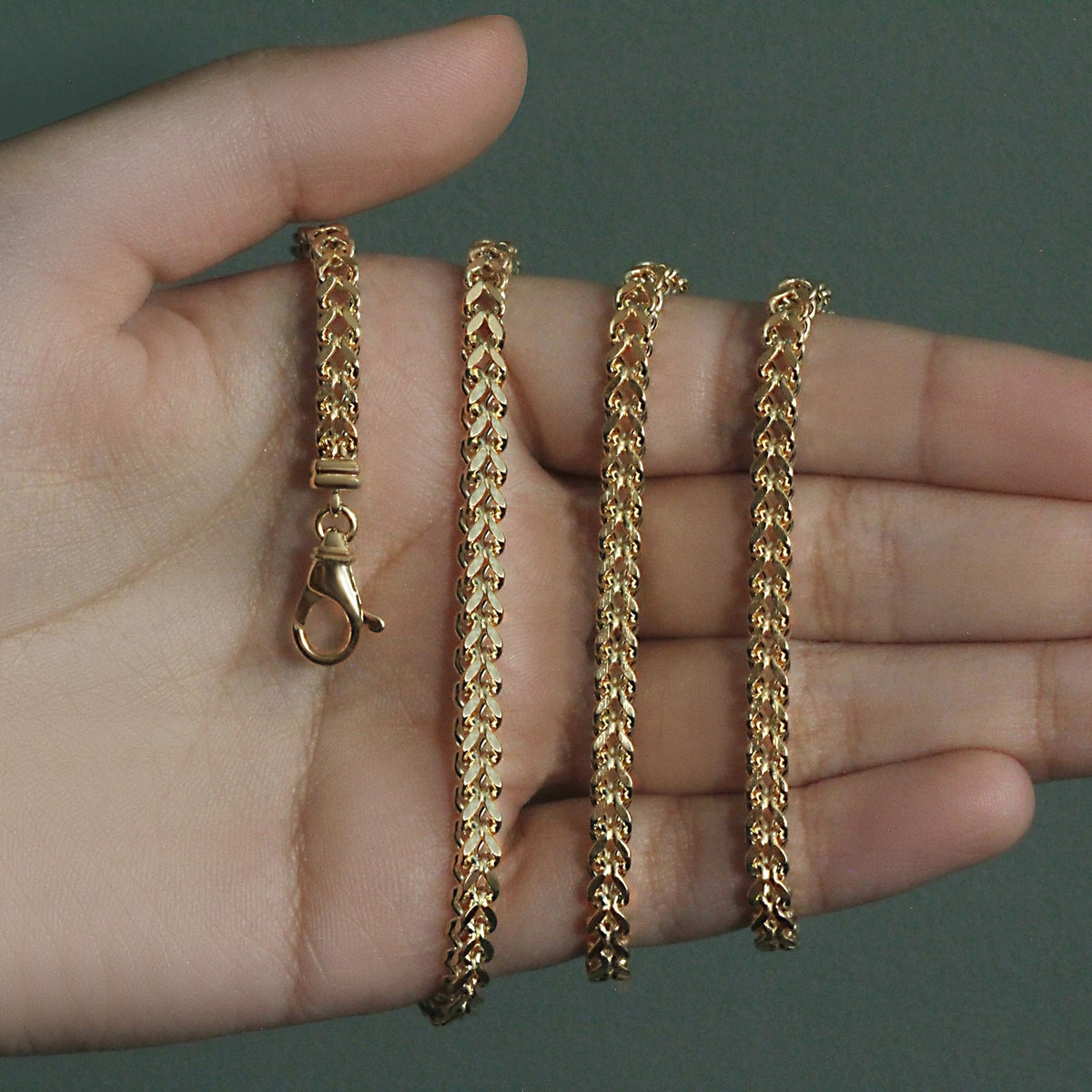 14K Yellow Gold Square Franco Chain
