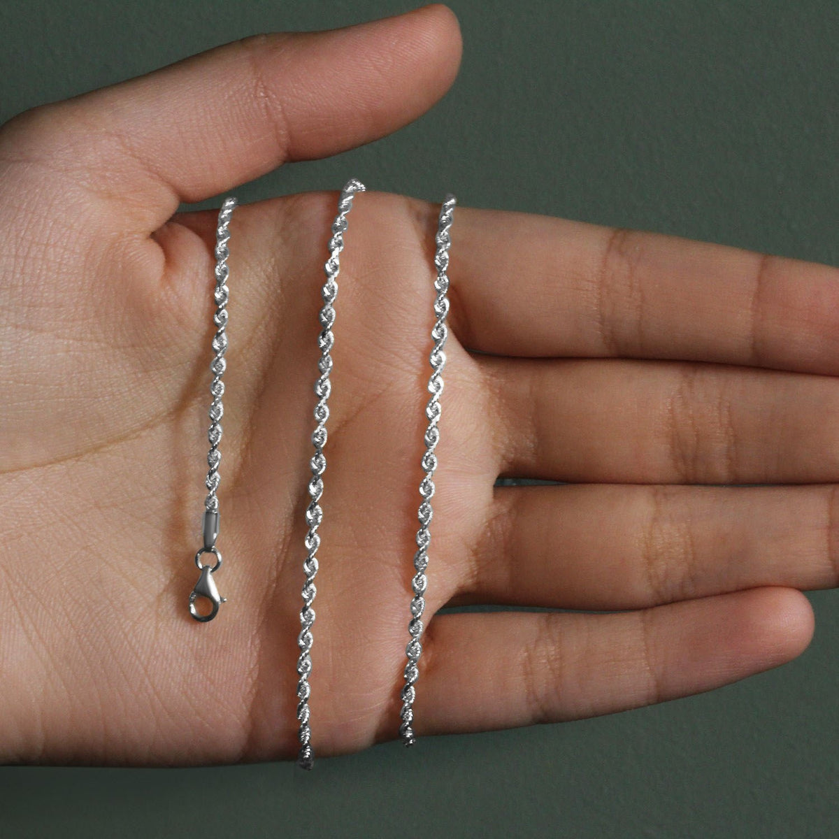 14k Yellow Gold Solid Diamond Cut Rope Chain