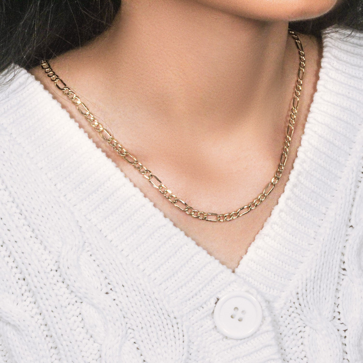 14k Yellow Gold Lite Figaro Chain