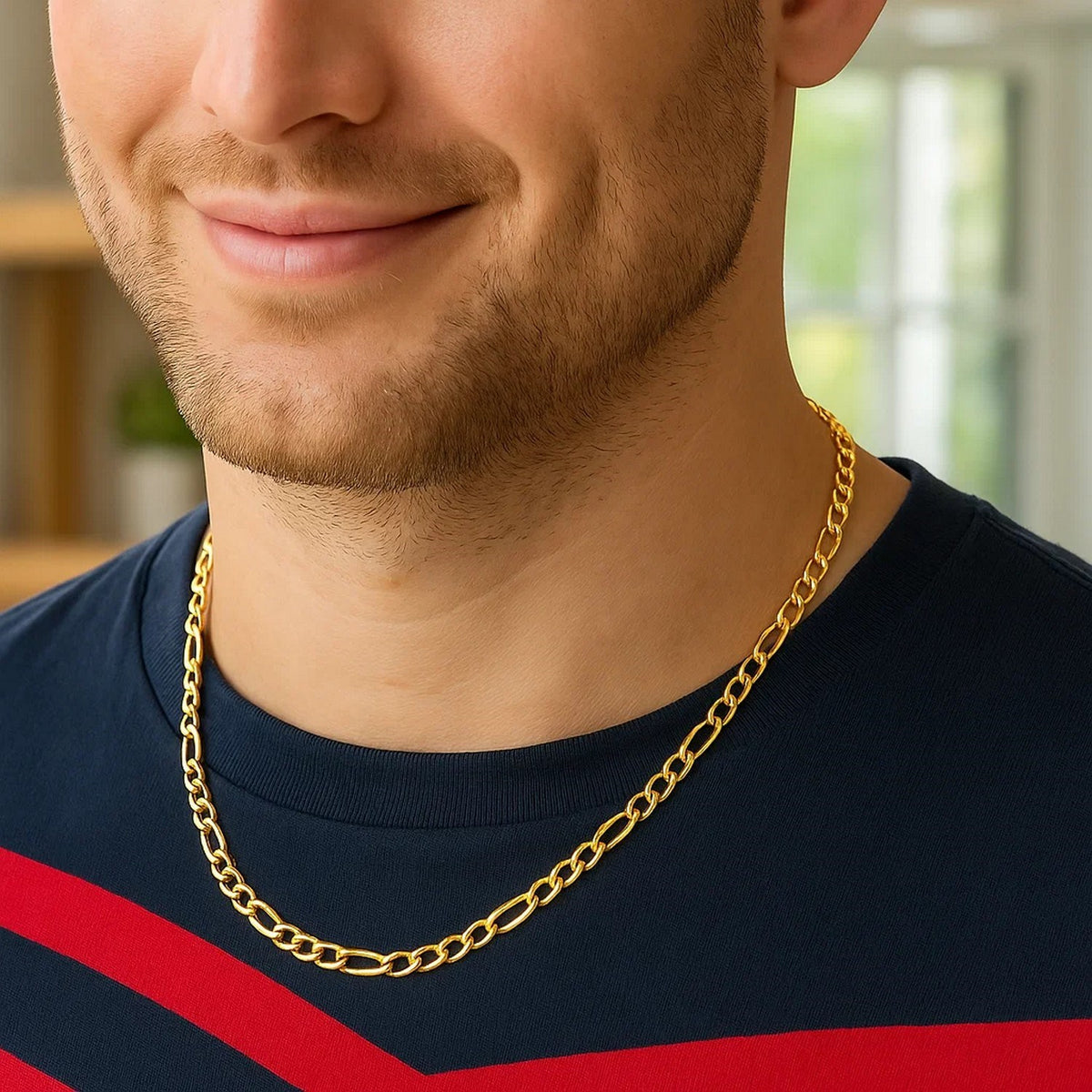 14k Yellow Gold Lite Figaro Chain