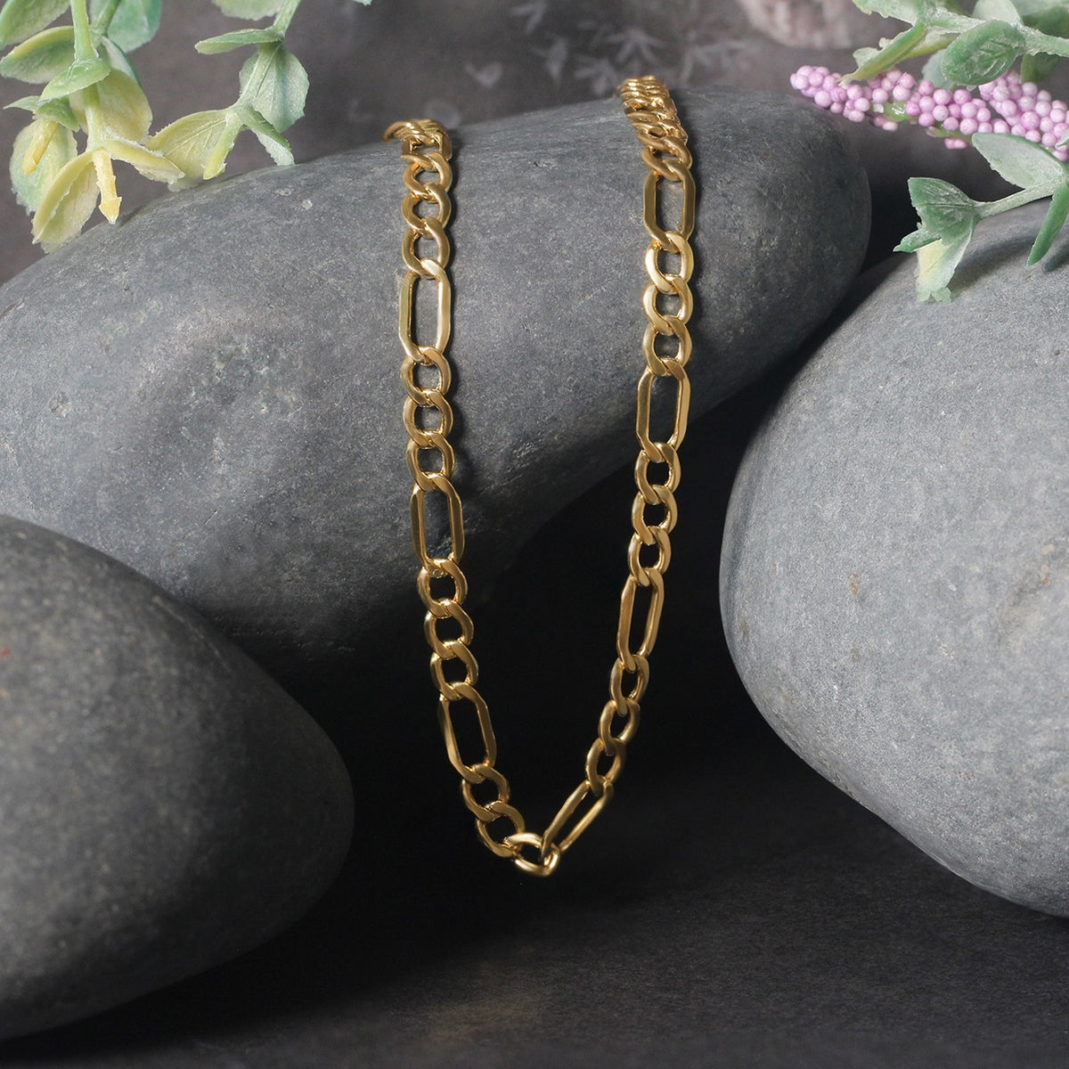 14k Yellow Gold Lite Figaro Chain