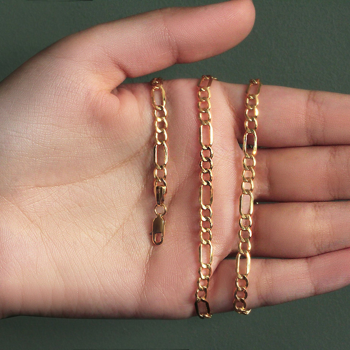 14k Yellow Gold Lite Figaro Chain