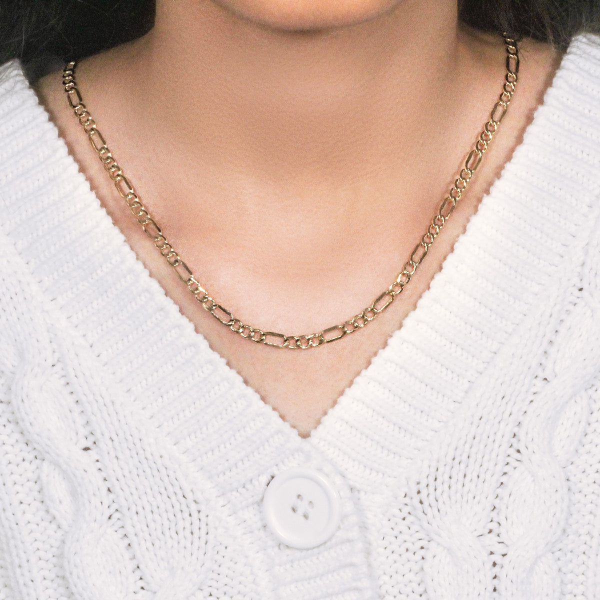 14k Yellow Gold Lite Figaro Chain