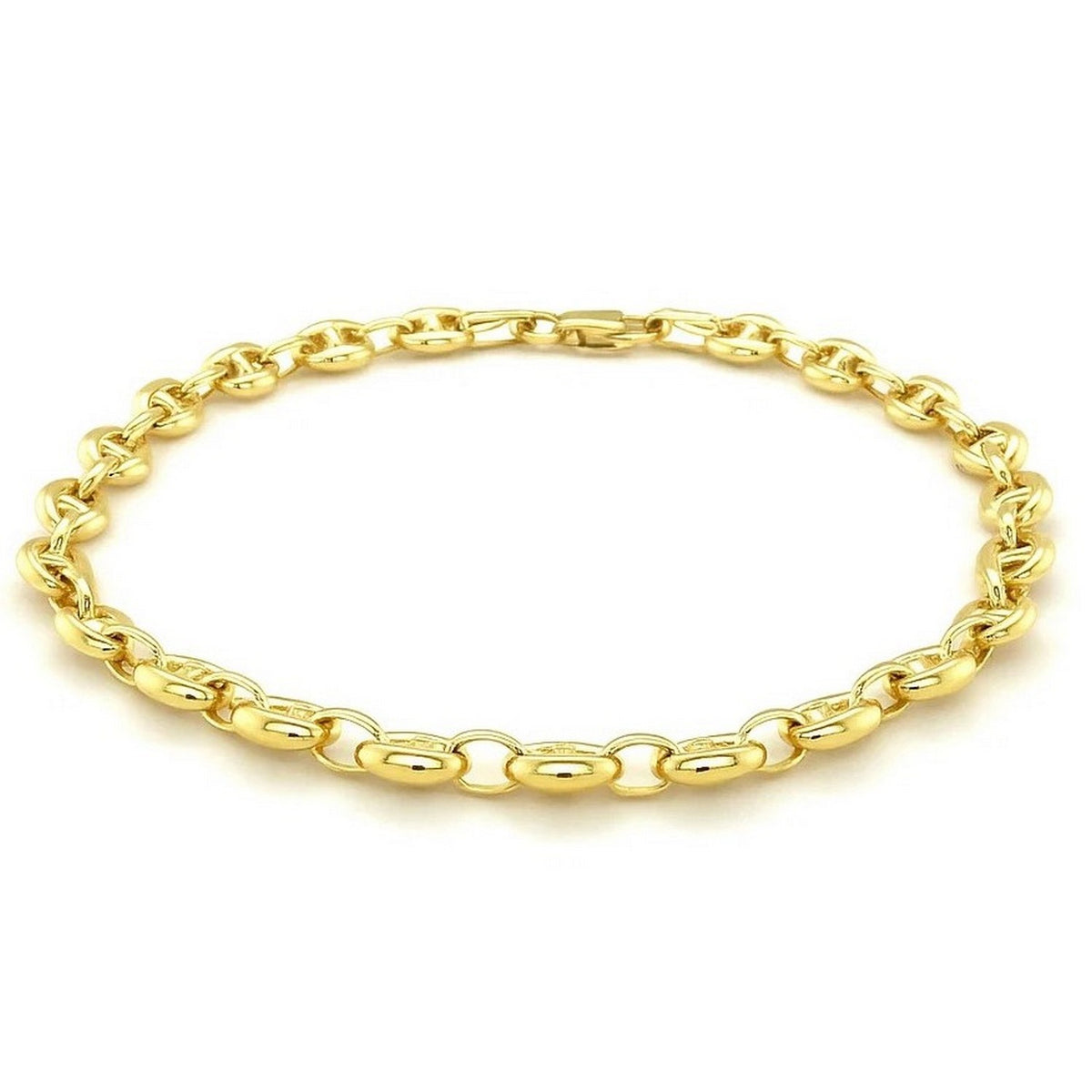 14k Yellow Gold Puffed Mariner Link Bracelet (6.80 mm)