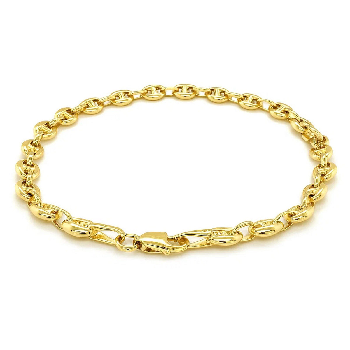 14k Yellow Gold Puffed Mariner Link Bracelet (6.80 mm)
