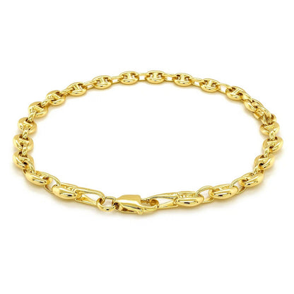 14k Yellow Gold Puffed Mariner Link Bracelet (6.80 mm)