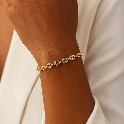 14k Yellow Gold Puffed Mariner Link Bracelet (6.80 mm)