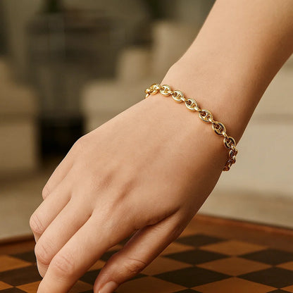 14k Yellow Gold Puffed Mariner Link Bracelet (6.80 mm)