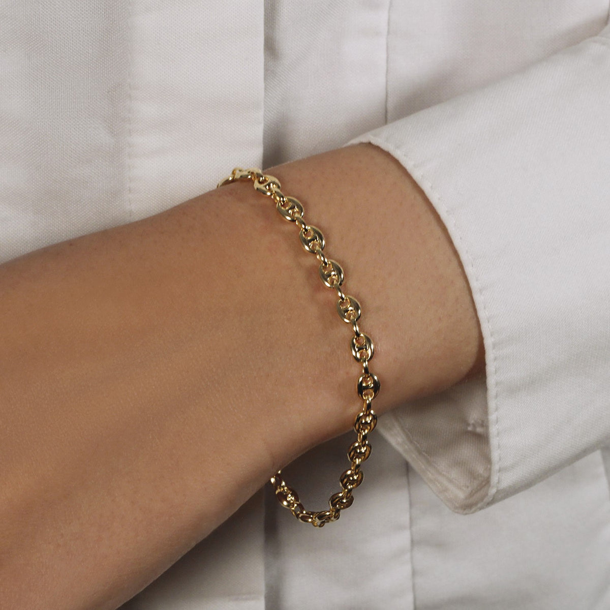 14k Yellow Gold Puffed Mariner Link Bracelet (6.80 mm)