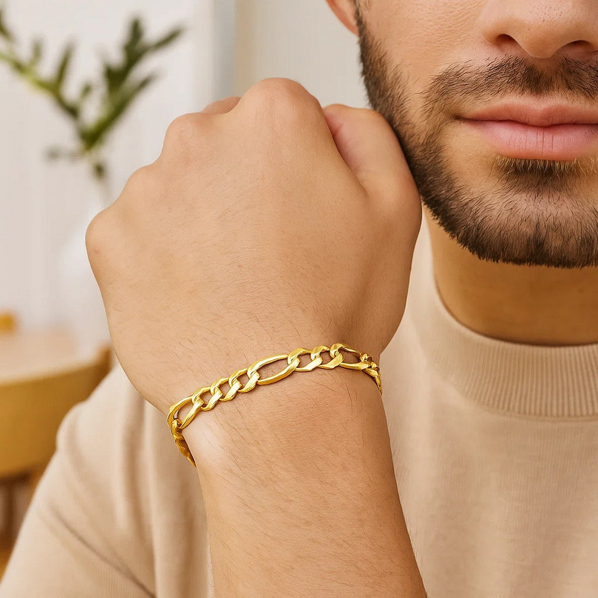 14k Solid Figaro Bracelet (3.00 mm)