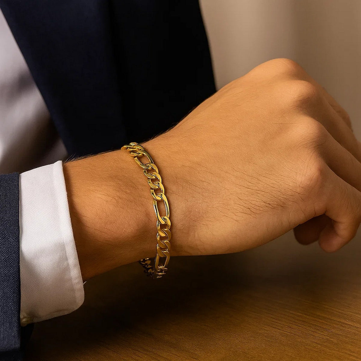 14k Solid Figaro Bracelet (3.00 mm)