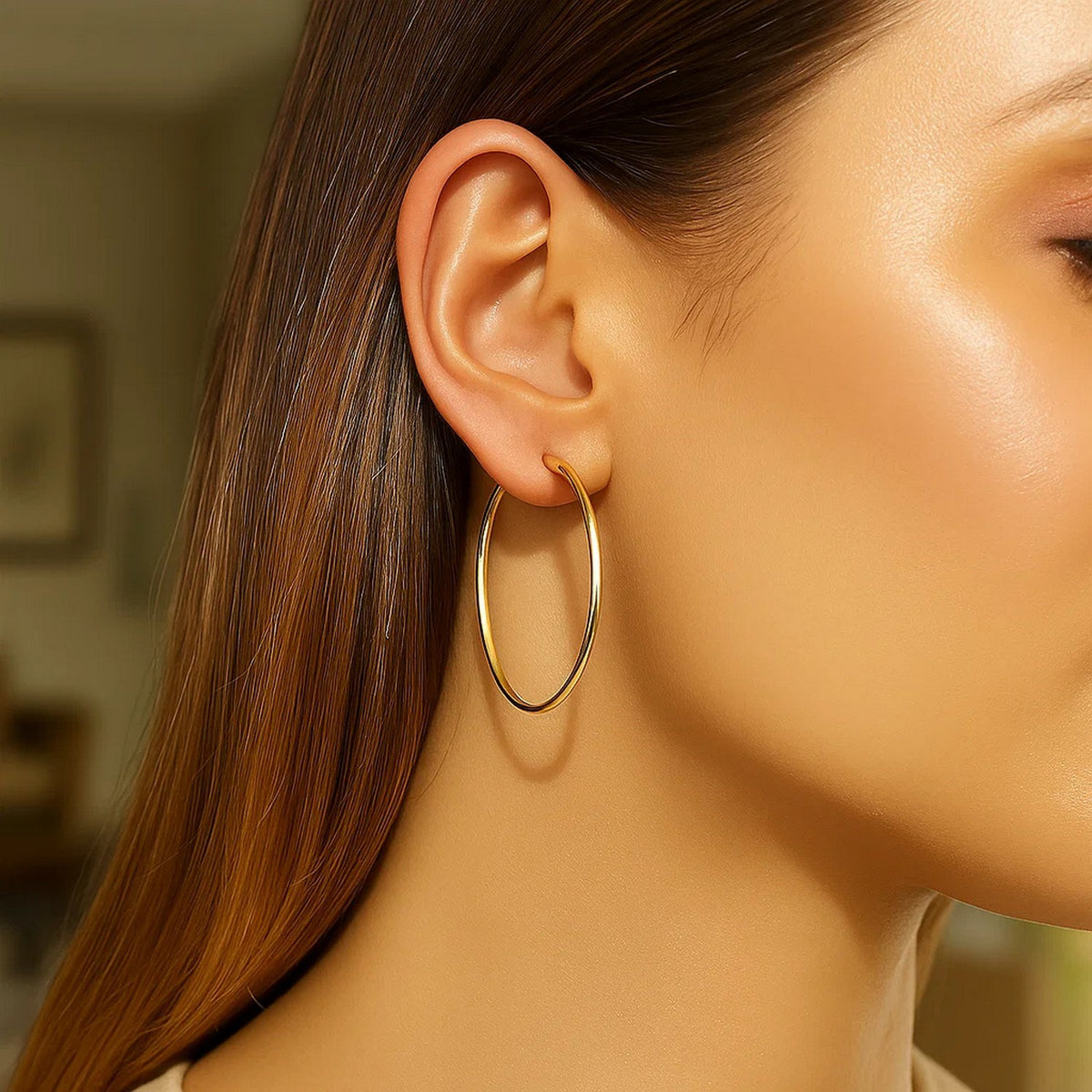 14k Yellow Gold Polished Hoop Earrings (2x40mm)