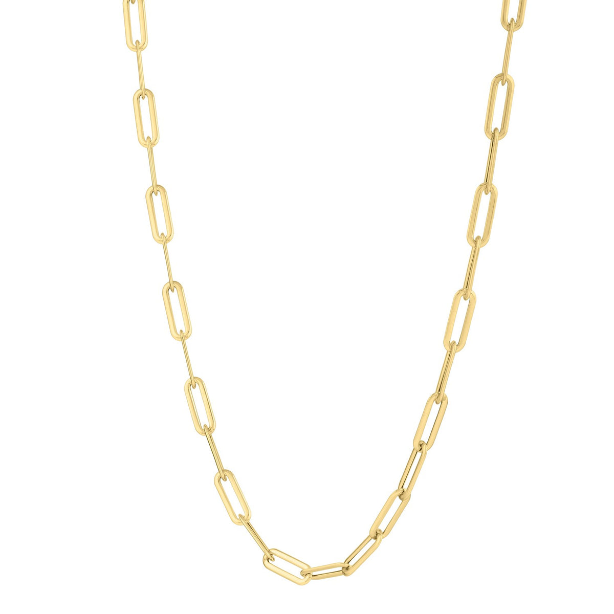 Long Domed Paperclip Necklace in 14K Yellow Gold (4.80 mm)