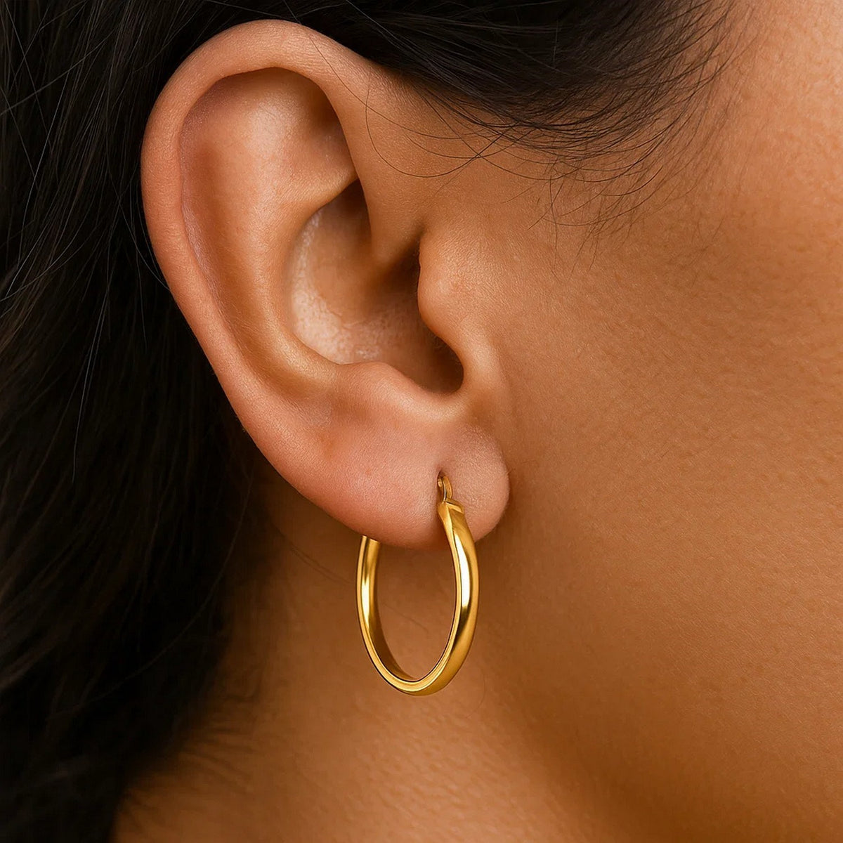 Small Wedding Hoops in 14K Yellow Gold