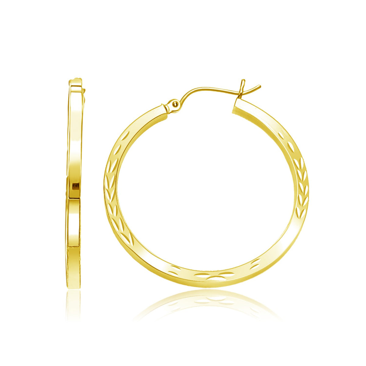 14k Diamond Cut Hoop Earrings