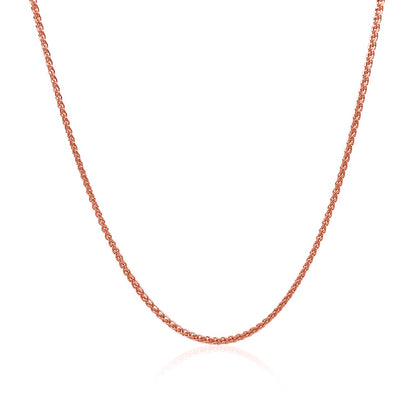 14k Rose Gold Diamond Cut Round Wheat Chain