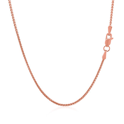 14k Rose Gold Diamond Cut Round Wheat Chain