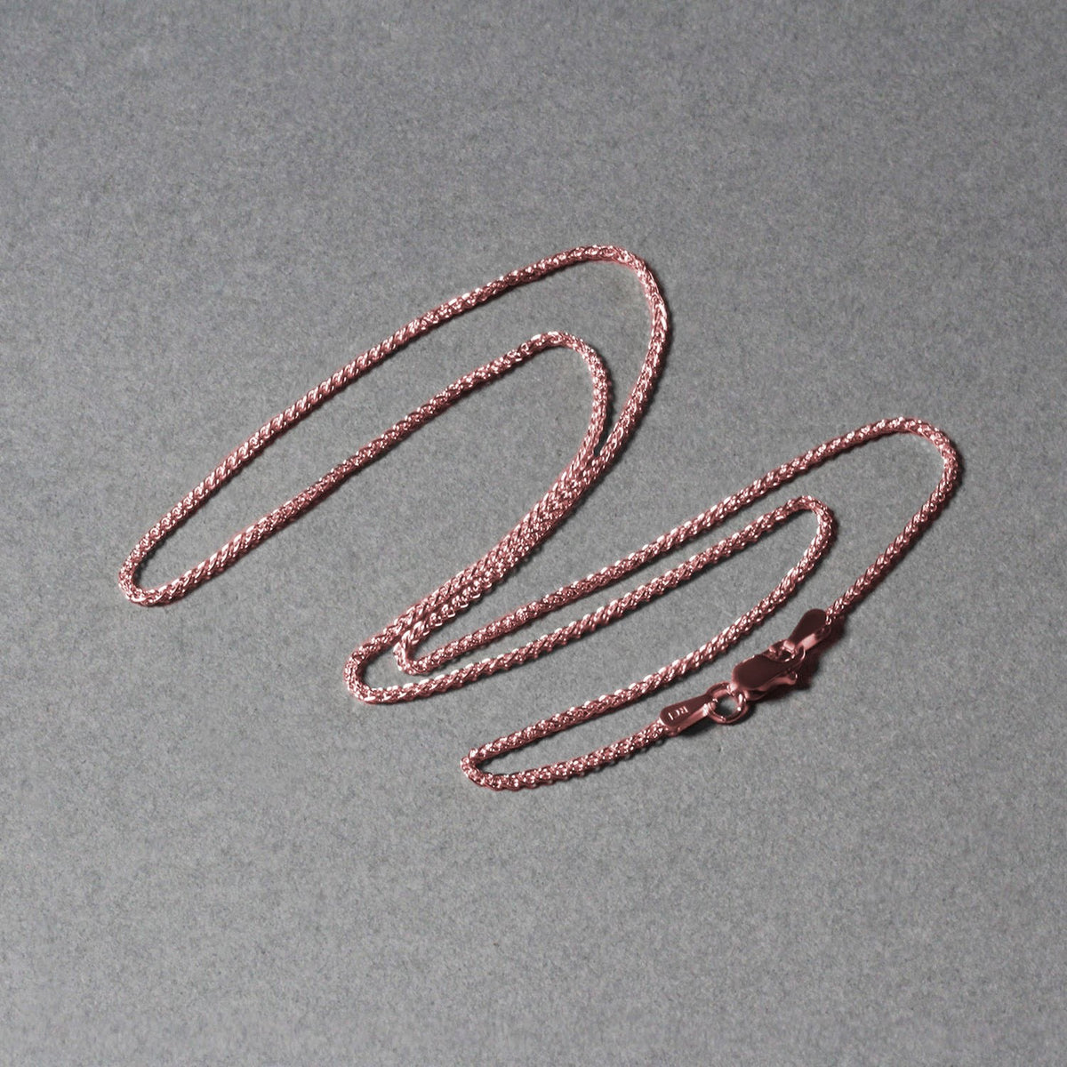 14k Rose Gold Diamond Cut Round Wheat Chain