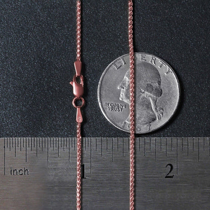 14k Rose Gold Diamond Cut Round Wheat Chain
