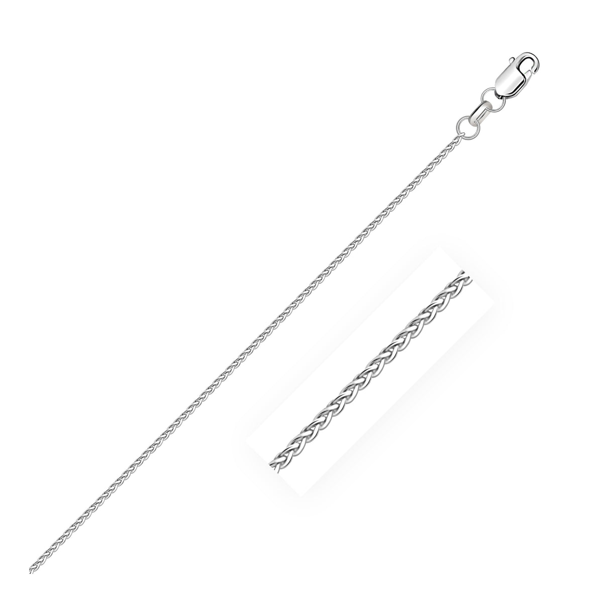 18k White Gold Round Wheat Chain