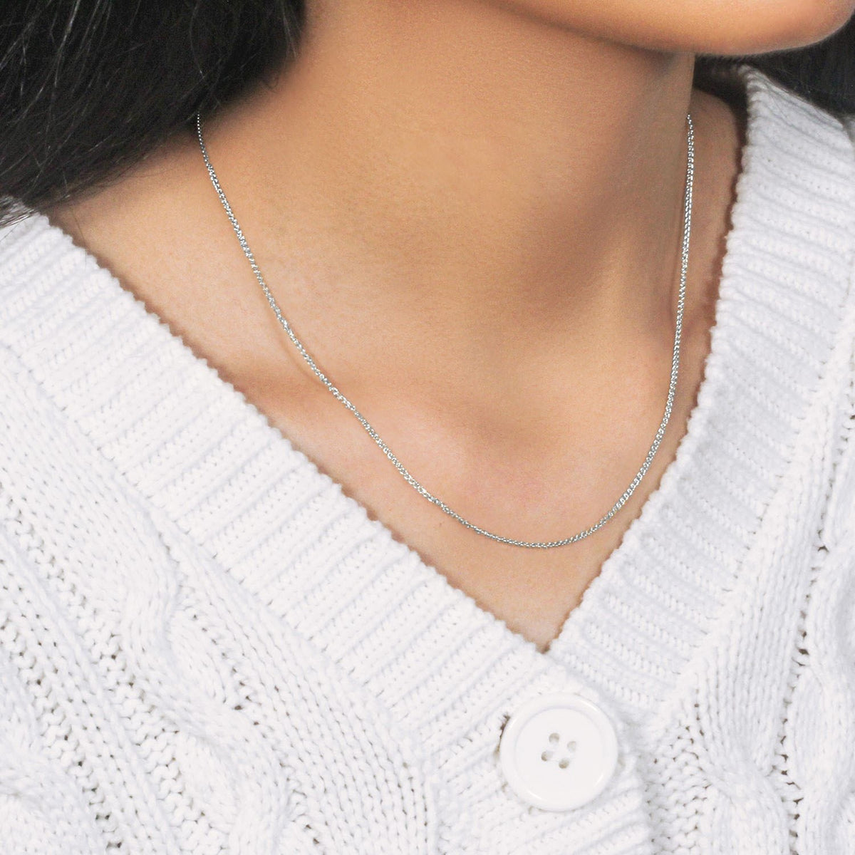 18k White Gold Round Wheat Chain