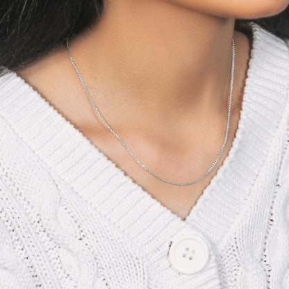 18k White Gold Round Wheat Chain