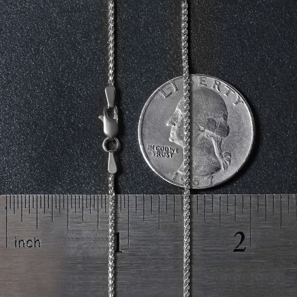 18k White Gold Round Wheat Chain