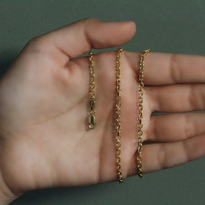 14k Yellow Gold Diamond Cut Cable Link Chain (3.0 mm)