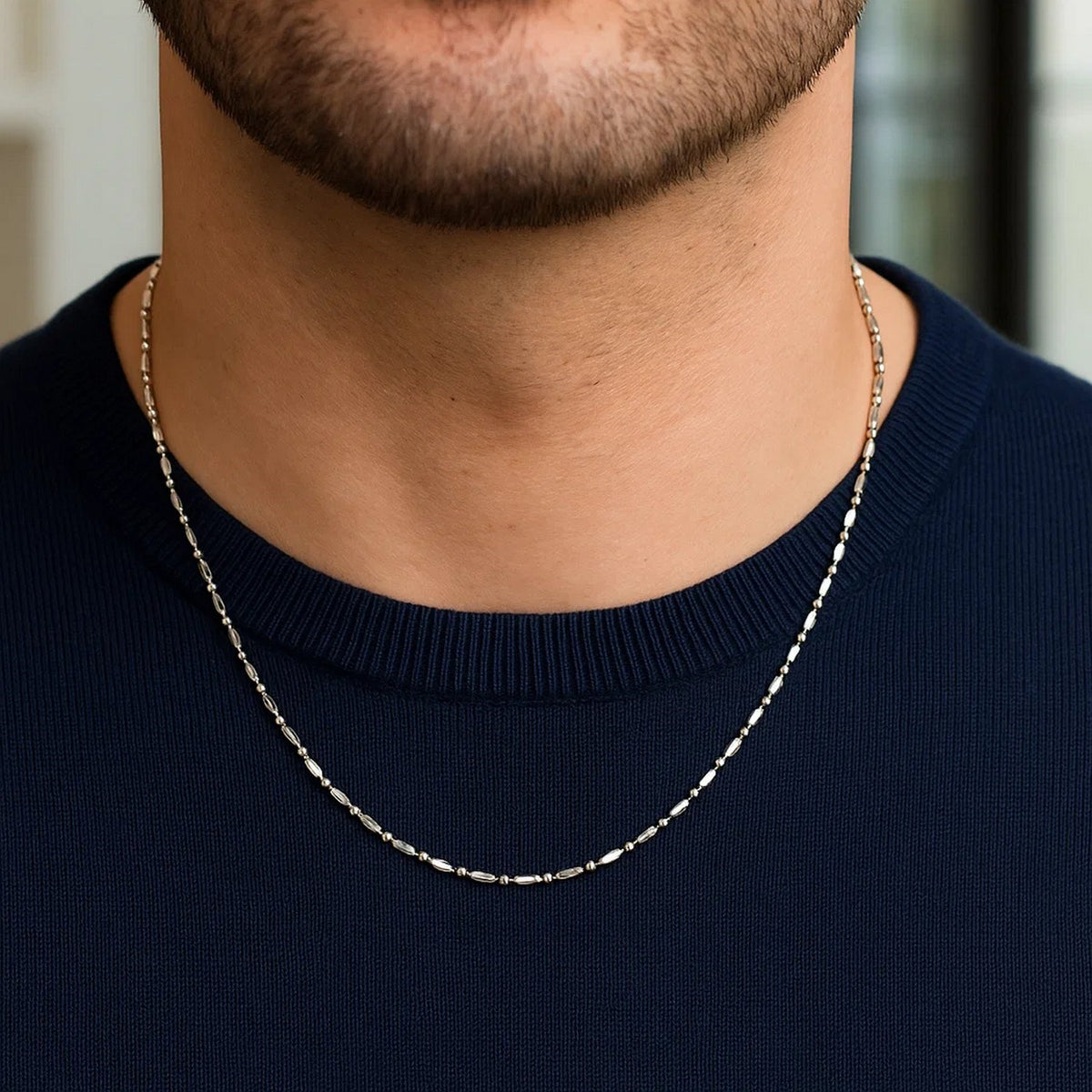 14k Diamond-Cut Alternating Bead Chain