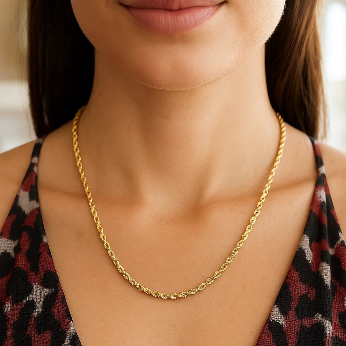 14k Yellow Gold Solid Diamond Cut Rope Chain