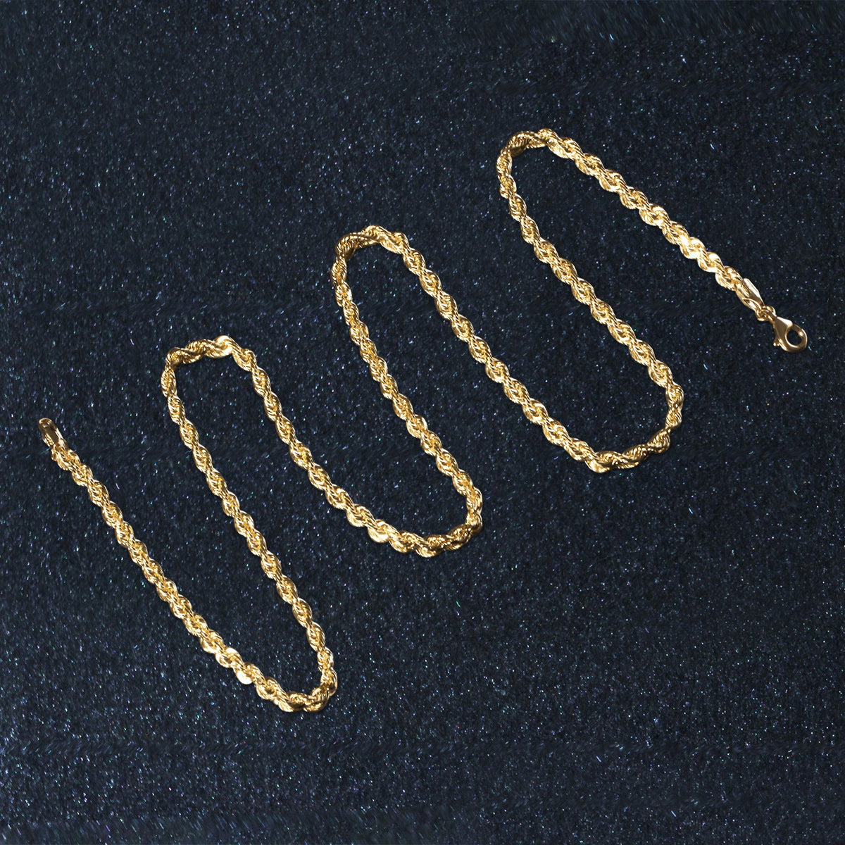 14k Yellow Gold Solid Diamond Cut Rope Chain