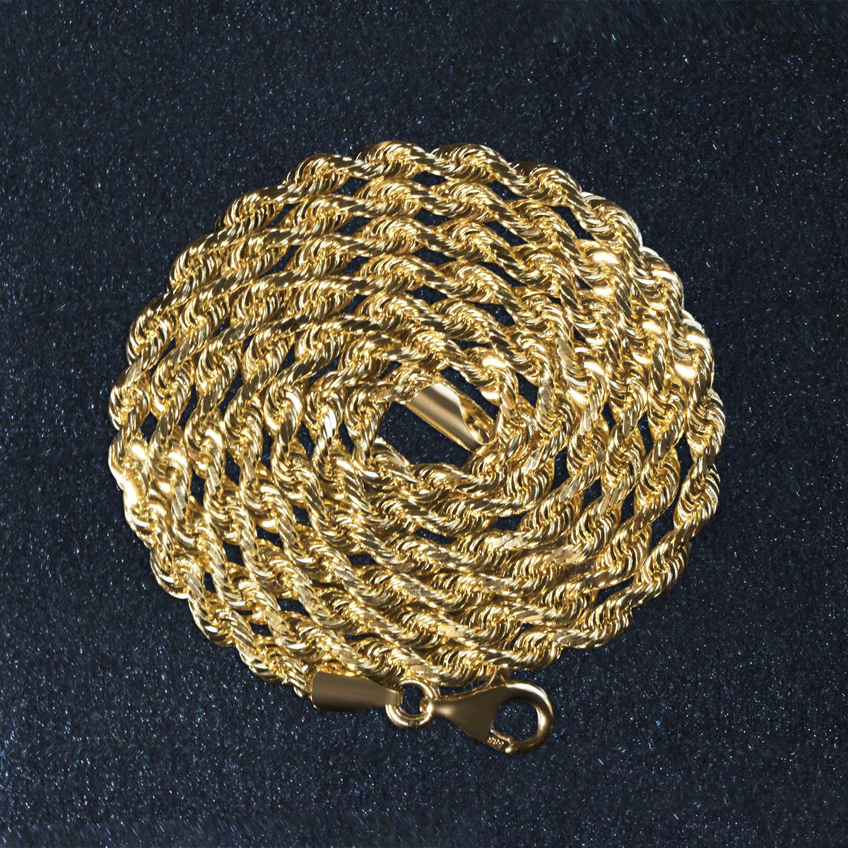14k Yellow Gold Solid Diamond Cut Rope Chain