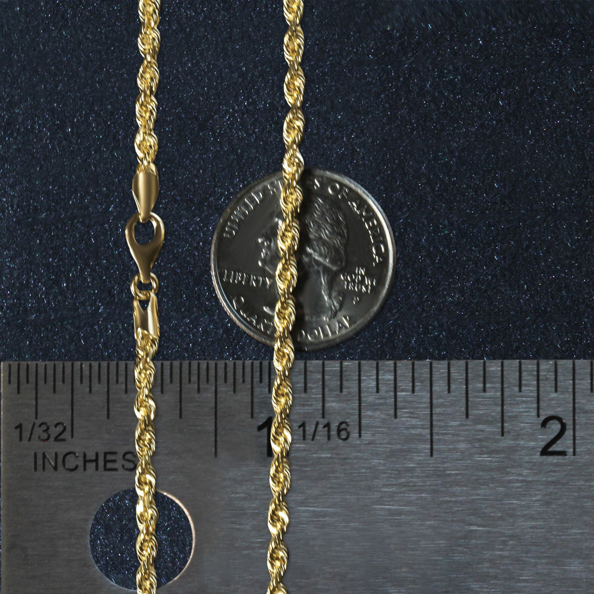 14k Yellow Gold Solid Diamond Cut Rope Chain