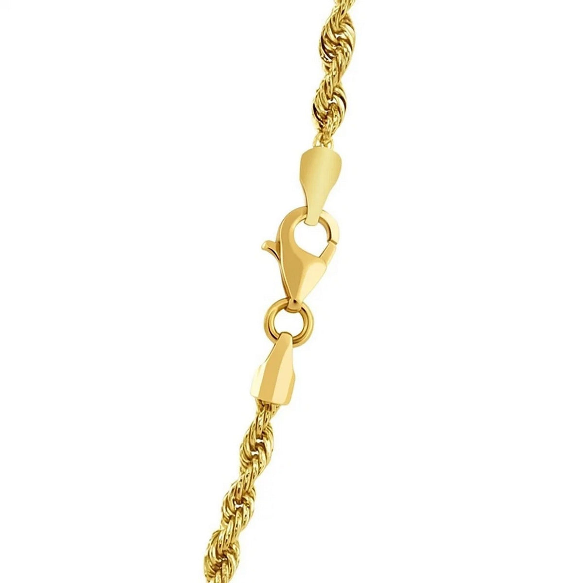 14k Yellow Gold Solid Diamond Cut Rope Chain