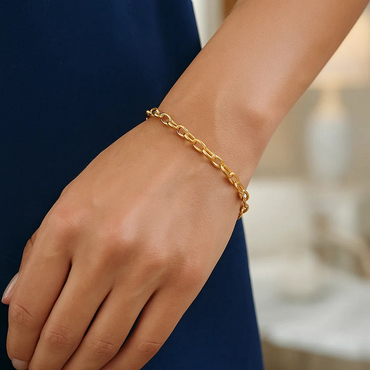14k Oval Rolo Bracelet (3.20 mm)