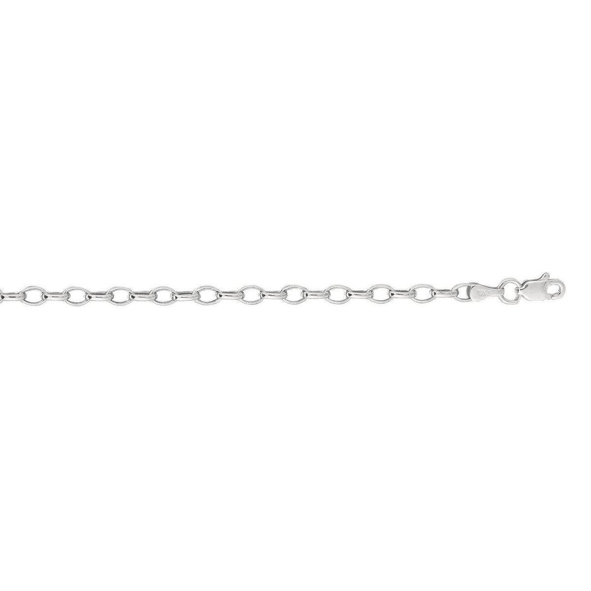 3.2mm 14k White Gold Oval Rolo Chain (3.20 mm)