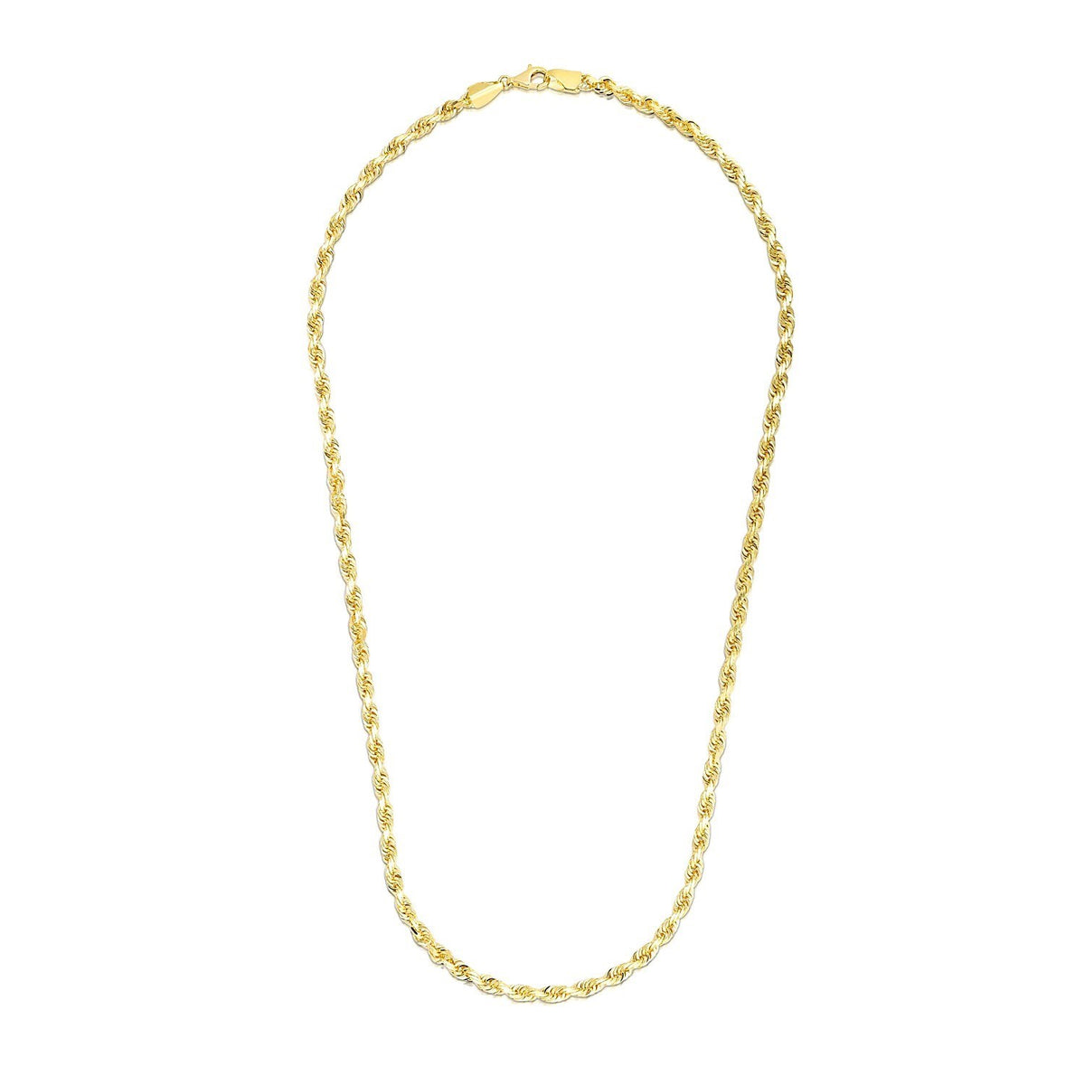 14k Yellow Gold Solid Diamond Cut Rope Chain
