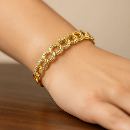 14k Solid Double Link Charm Bracelet (5.00 mm)