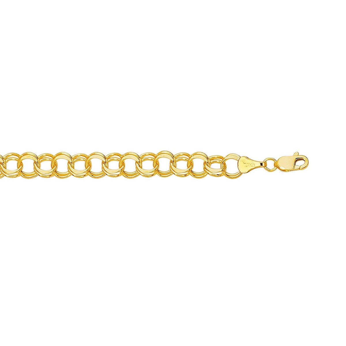 14k Solid Double Link Charm Bracelet (5.00 mm)