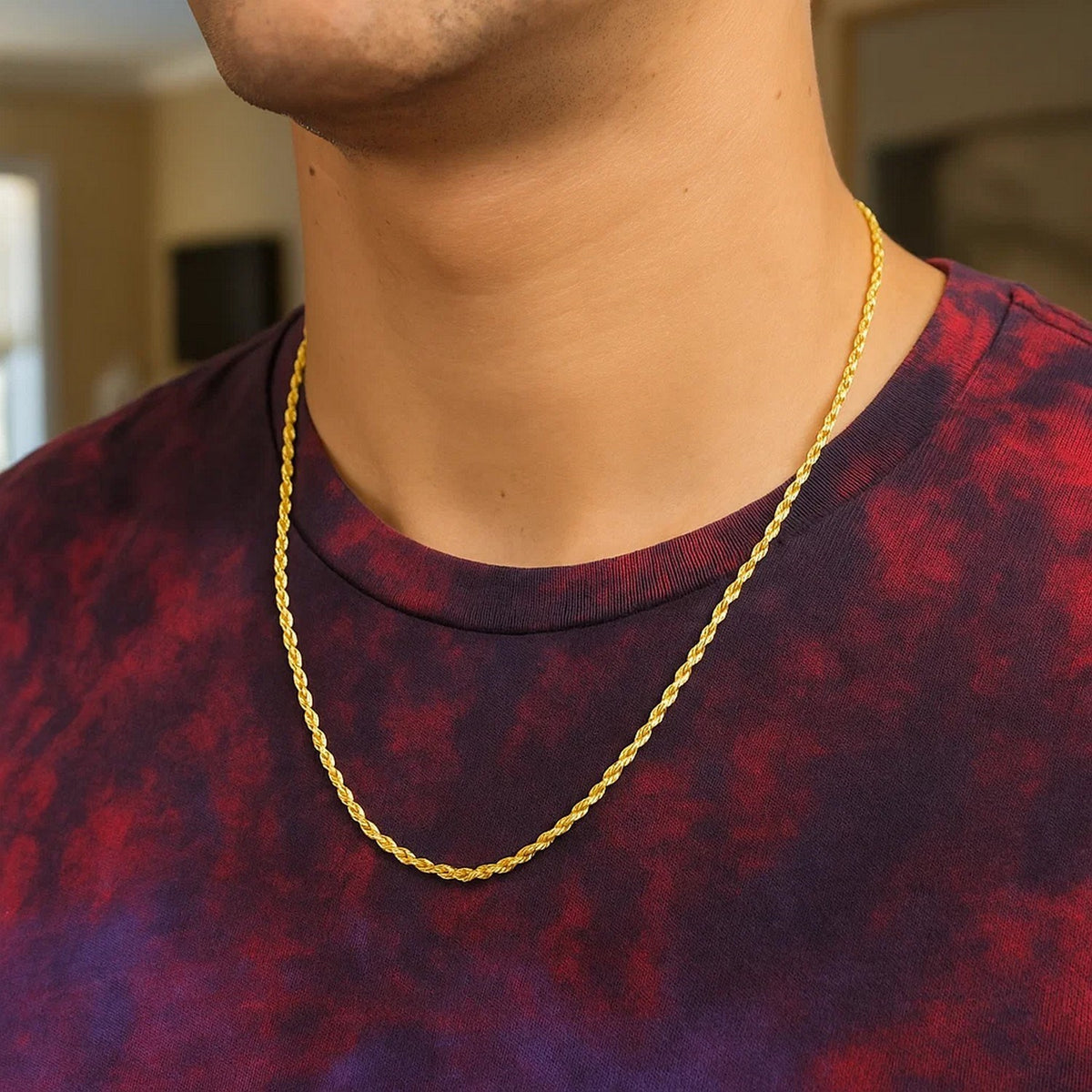 14k Yellow Gold Solid Rope Chain